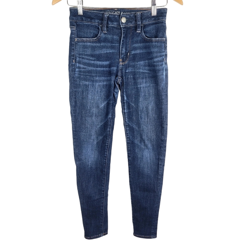 American Eagle Size 00 Short Womens Jeans High Rise Jegging Skinny Blue